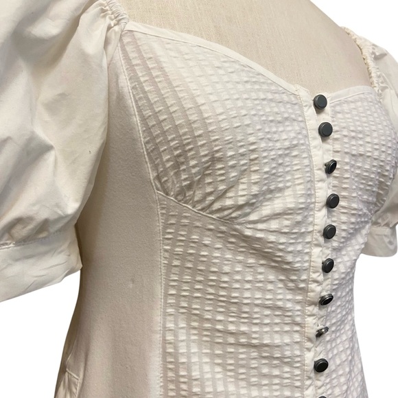 Anthropologie Maeve White Puff Sleeve Sweetheart Top Sz S - Picture 4 of 13